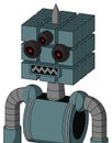 Blue Mech With Cube Head And Square Mouth And Three-Eyed And Spike Tip