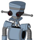 Blue Mech With Vase Head And Pipes Mouth And Black Glowing Red Eyes