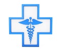 Blue Medical Caduceus Symbol in Cross. 3d Rendering Royalty Free Stock Photo