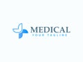 Blue Medical Cross Logo Template Vector Royalty Free Stock Photo