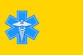 Blue Medical Emergency Star Of Life with White Caduceus Medical Symbol. 3d Rendering