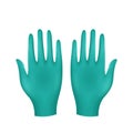 Blue medical gloves. Realistic set of latex or rubber sterile gloves for doctor, surgeon or nurse Royalty Free Stock Photo