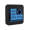 Blue Medical hospital building with cross icon isolated on transparent background. Medical center. Health care. Black