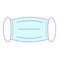 Blue medical mask.A means of protection against viruses and diseases.Icon of the medical mask.Simple drawing.Vector illustration