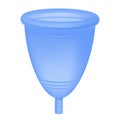 Blue medical menstrual cup realistic vector illustration. Female hygiene alternative protection