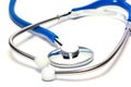 Blue medical stetoscope isolated over white Royalty Free Stock Photo