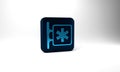 Blue Medical symbol of the Emergency - Star of Life icon isolated on grey background. Blue square button. 3d Royalty Free Stock Photo