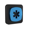 Blue Medical symbol of the Emergency - Star of Life icon isolated on transparent background. Black square button. Royalty Free Stock Photo