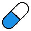 blue medicine capsule pill flat icon