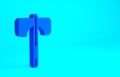 Blue Medieval axe icon isolated on blue background. Battle axe, executioner axe. Medieval weapon. Minimalism concept. 3d