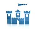 Blue medieval castle icon