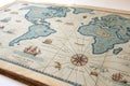 Blue medieval nautical retro world map background Royalty Free Stock Photo