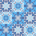 Blue mediterranean spanish portuguese italian style, azulejo talavera vector illustration