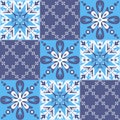 Blue mediterranean spanish portuguese italian style, azulejo talavera vector illustration