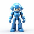 Blue Mega Man Robot With Smooth And Shiny Blue Arm Royalty Free Stock Photo