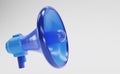 Blue megaphone isolate on white background with copy space for texts. Loudspeaker on white background. 3D render navy magaphone.