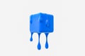 Blue melting cube with liquid drop details, 3d rendering