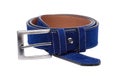 Blue men leather belt isolated on white Royalty Free Stock Photo