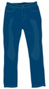 Blue men`s jeans with brass buttons front view isolated vector i