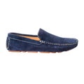 Blue men`s moccasins of suede unpolished leather Royalty Free Stock Photo