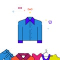 Blue men shirt filled line icon, garments simple illustration Royalty Free Stock Photo