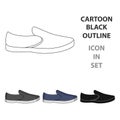 Blue men summer espadrilles . Summer comfortable shoes on the bare feet for everyday wear.Different shoes single icon in