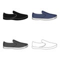 Blue men summer espadrilles . Summer comfortable shoes on the bare feet for everyday wear.Different shoes single icon in Royalty Free Stock Photo