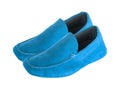 Blue mens suede leather loafers pair