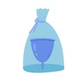 blue menstrual cup in a case icon isolated on white background. flat style
