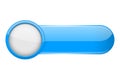 Blue menu button with white circle. Oval glass 3d icon