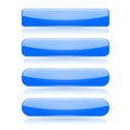 Blue menu buttons. Rectangle and oval 3d shiny icons with reflection