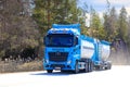 Blue Mercedes-Benz Actros L Tank Truck on Road