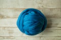 Blue merino wool ball Royalty Free Stock Photo
