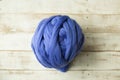 Blue merino wool ball Royalty Free Stock Photo