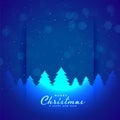 Blue merry christmas tree and snowflakes background design Royalty Free Stock Photo