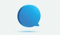 Blue message bubble 3d vector icon. Speech bubble on background