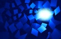 Blue messed up 3d cubes rendering background