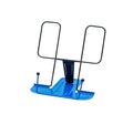 Blue metal bookstand, bookend. Isolated