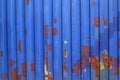Blue metal with rust corrugated background