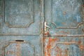 Blue metal doors. Old vintage style. Rusty texture Royalty Free Stock Photo