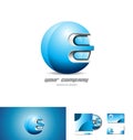 Blue metal sphere 3d logo design Royalty Free Stock Photo