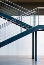 Blue metal staircase. Interior warehouse stairs. Royalty Free Stock Photo