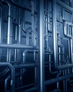 Blue metal steel pipe background