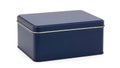 Blue metal tin box isolated on white background Royalty Free Stock Photo