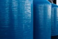 Blue metal wine fermentation tanks from a winery Royalty Free Stock Photo