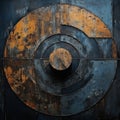 Rustpainted Circular Tar Wall Art Print In The Style Of Peter Gric