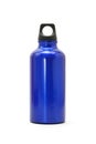 Blue metallic bottle on white