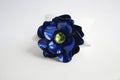 Blue Metallic Flower Yellow Crystal Brooch