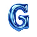 blue metallic G alphabet balloon Realistic 3D on white background