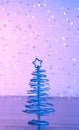 Blue metallic modern christmas tree on wood table Royalty Free Stock Photo